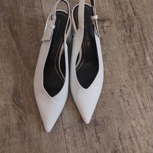 Zara White Pointed Slingback Heels